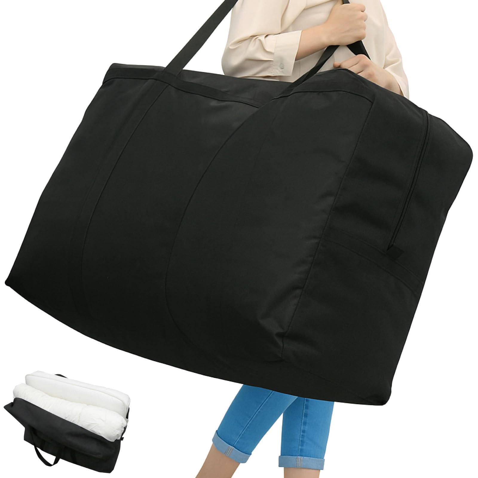 Amazon｜ふとん収納袋 超特大 イニコライフ 肩掛けOK ロング持ち手付き